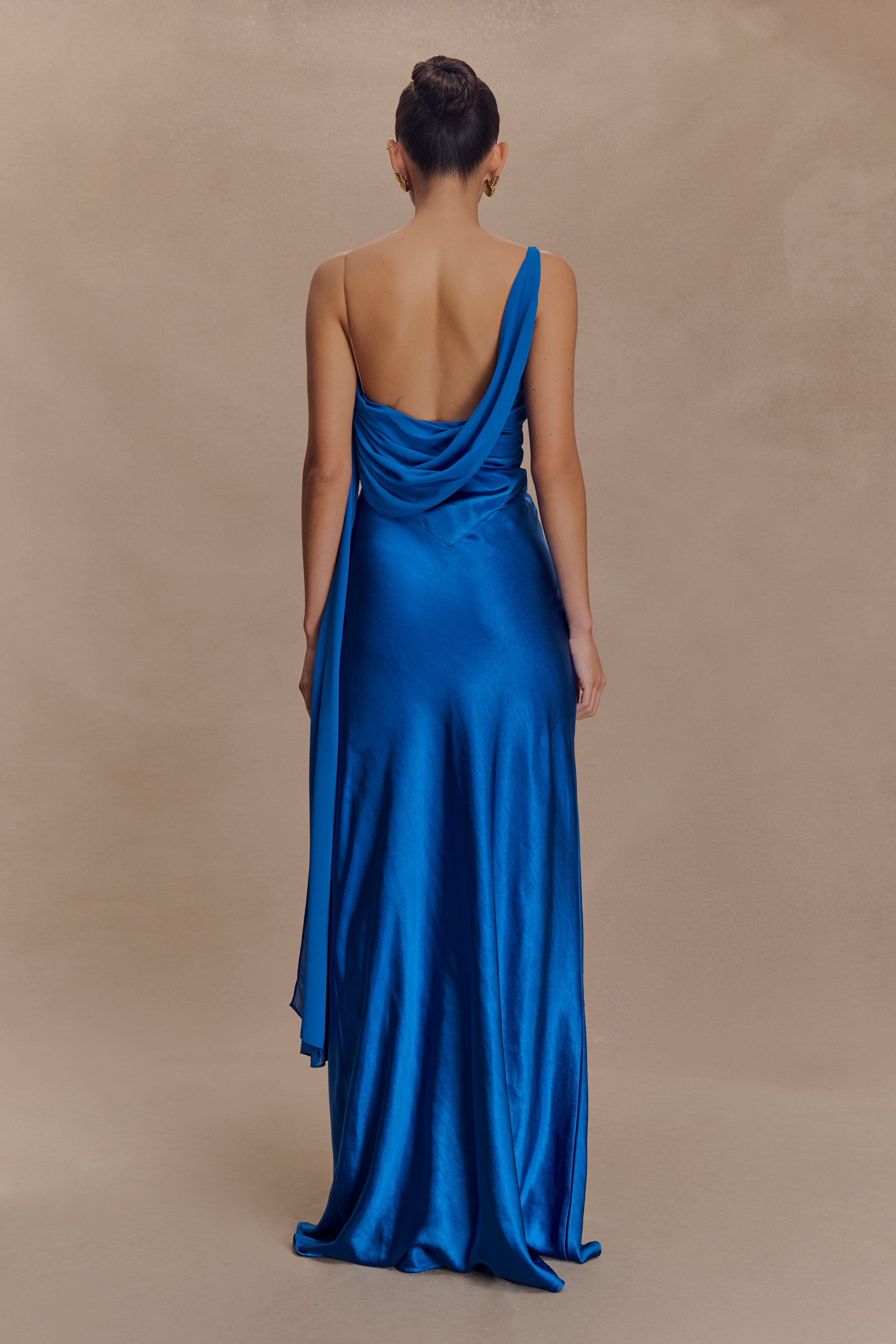 Carah Satin And Chiffon Maxi Dress - Cobalt、mySite、solidvoid
