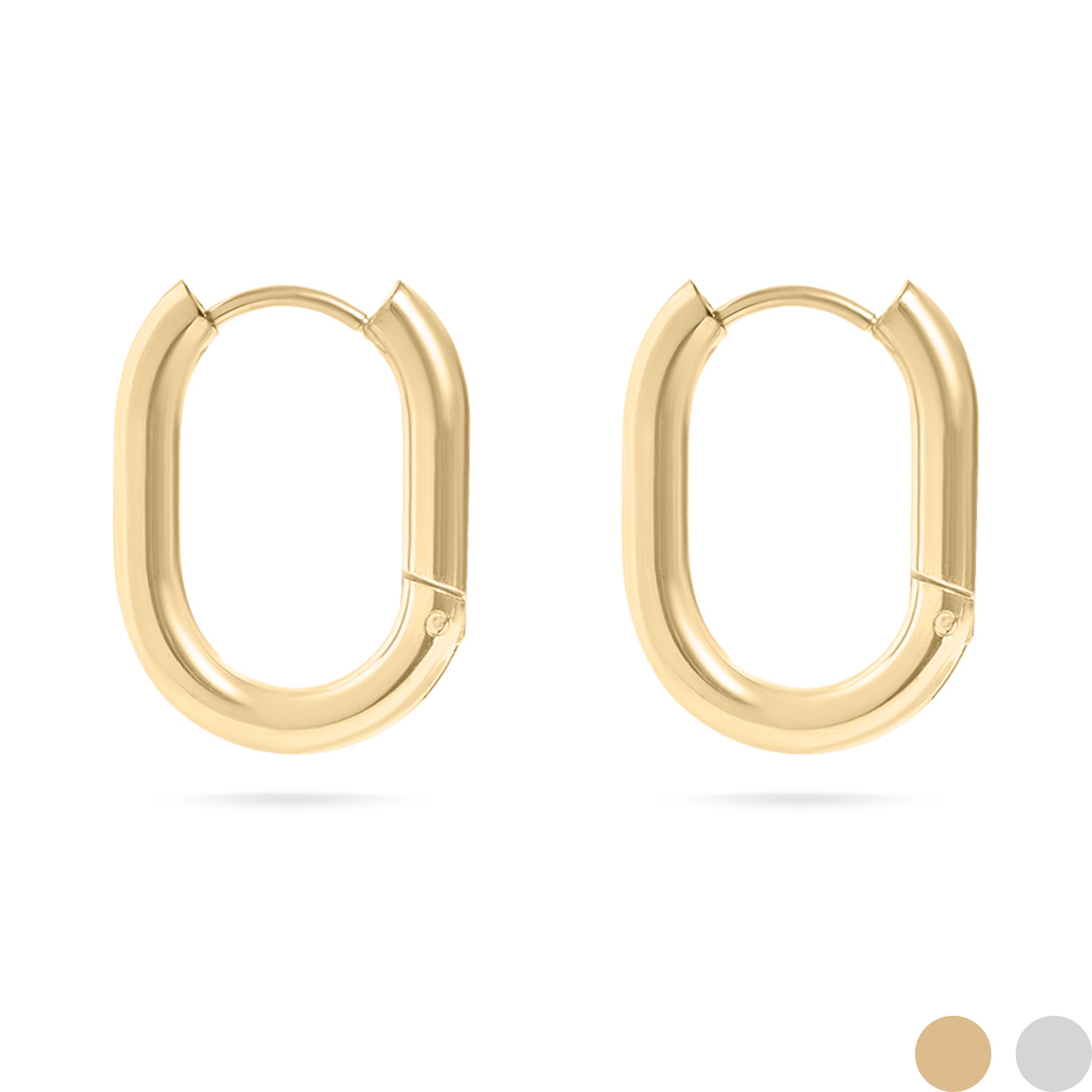 18K Gold PVD Stainless Steel Oval Huggie Earrings / ERJ0039、mySite、dreamappss