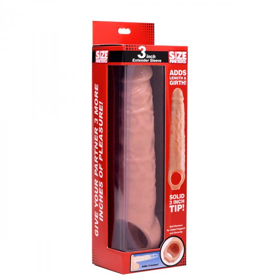 8.75 Inch Solid Tip Flesh Colored Penis Extender Sleeve by Size Matters、mySite、bottomscart