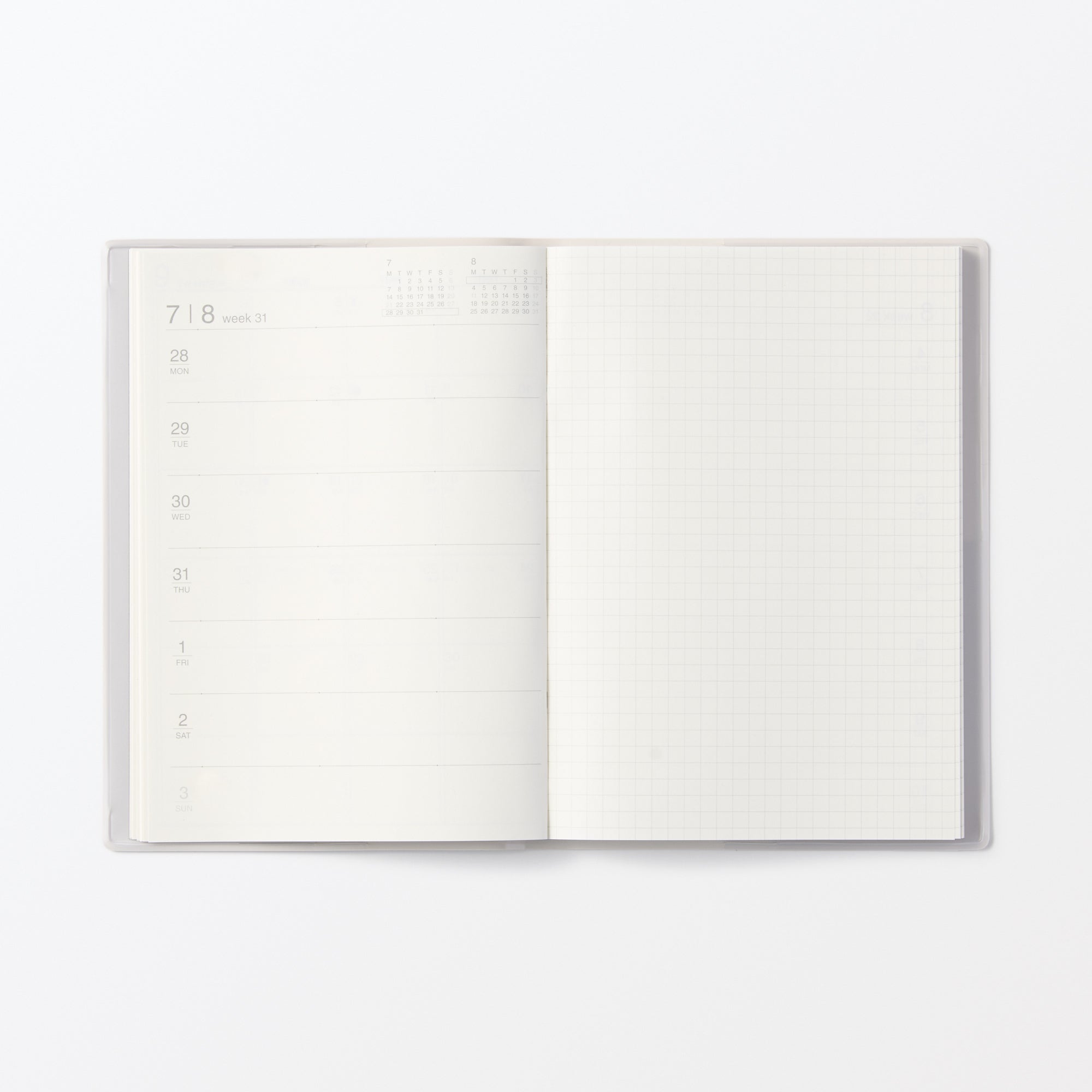  B6 White Gray Monthly/Weekly Planner From Aug. 2025 - Mon. Start、mySite、sugarbowlscore