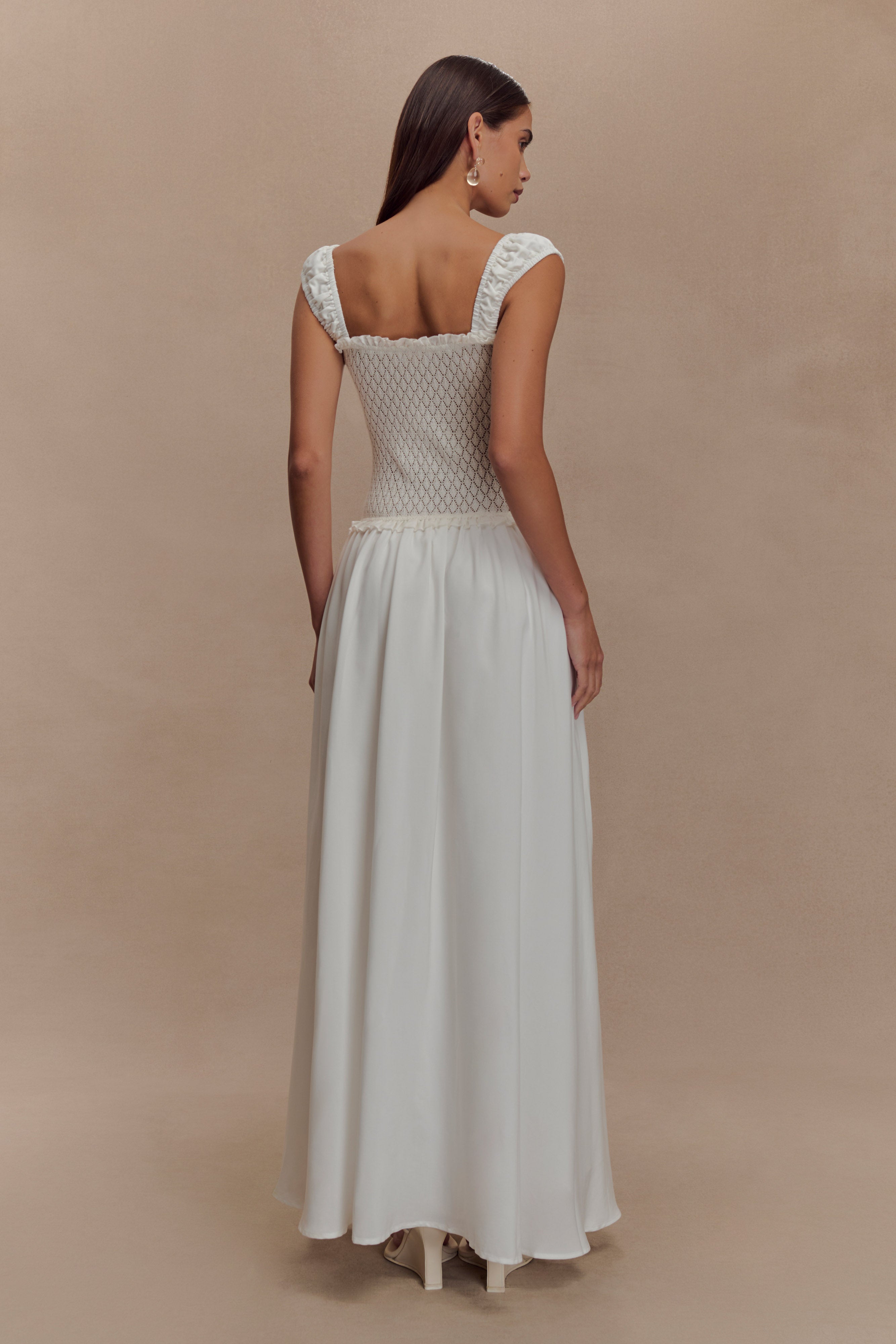 Tahlia Pointelle Knit Midi Dress - White、mySite、solidvoid