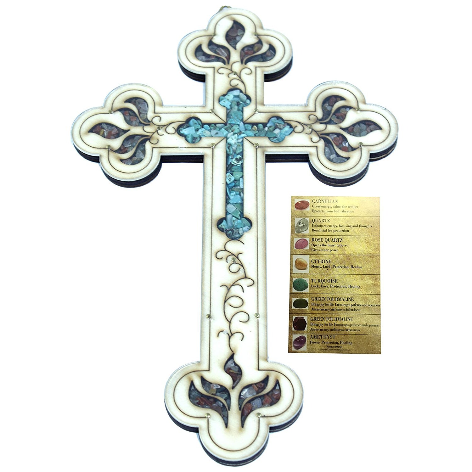 Jesus Savior Cross Filled with firy Reddish Carnelian semi Precious Stones from The Holy Land、mySite、topwebapps