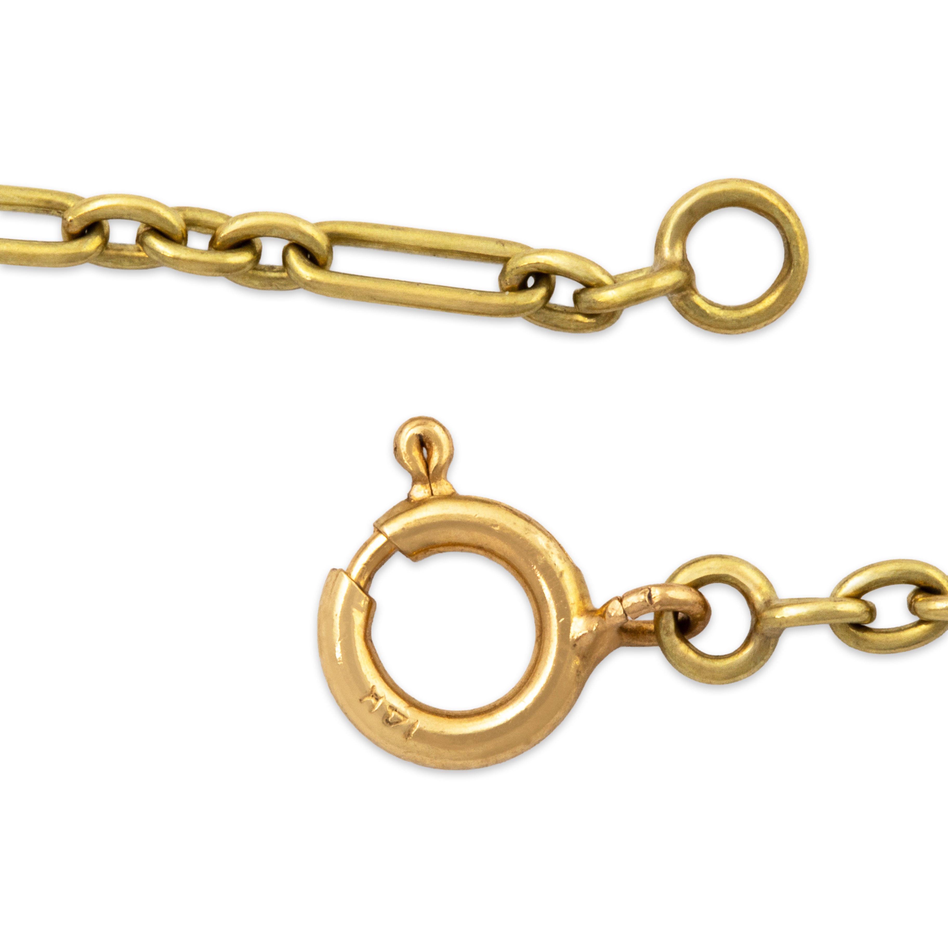 Antique Art Deco 14k Yellow Gold Long Engraved Blossom Link Necklace 28、mySite、hinf8tx79