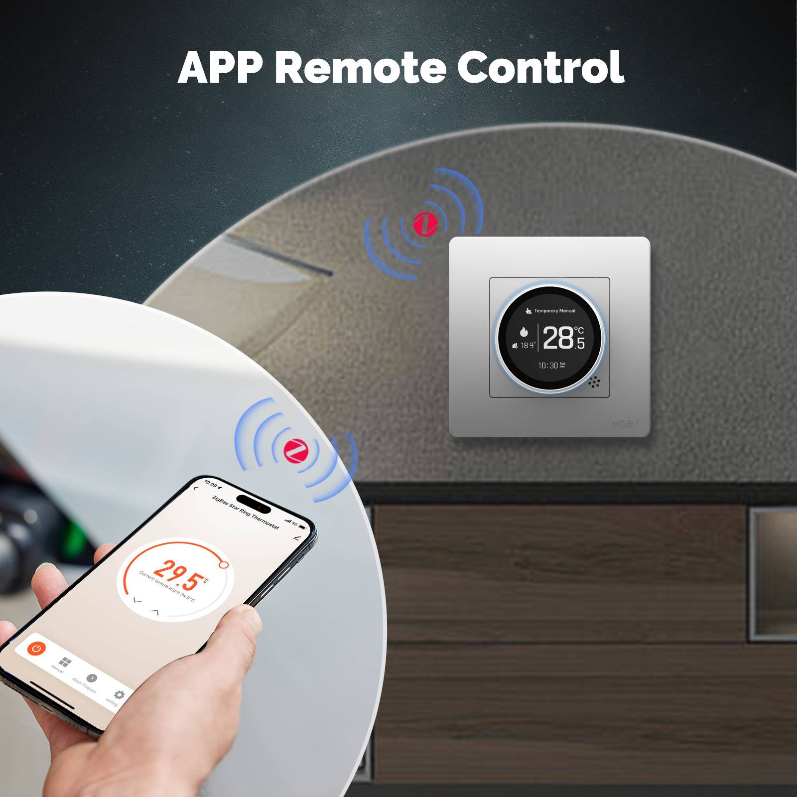 ZigBee Star Ring Smart Thermostat Temperature Controller Water Boiler Electric Heating、mySite、fannypackpong