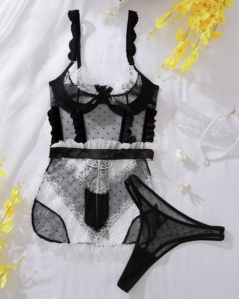 Mesh See-Through Hollow Backless Bra Set、mySite、bengalsvssteelers