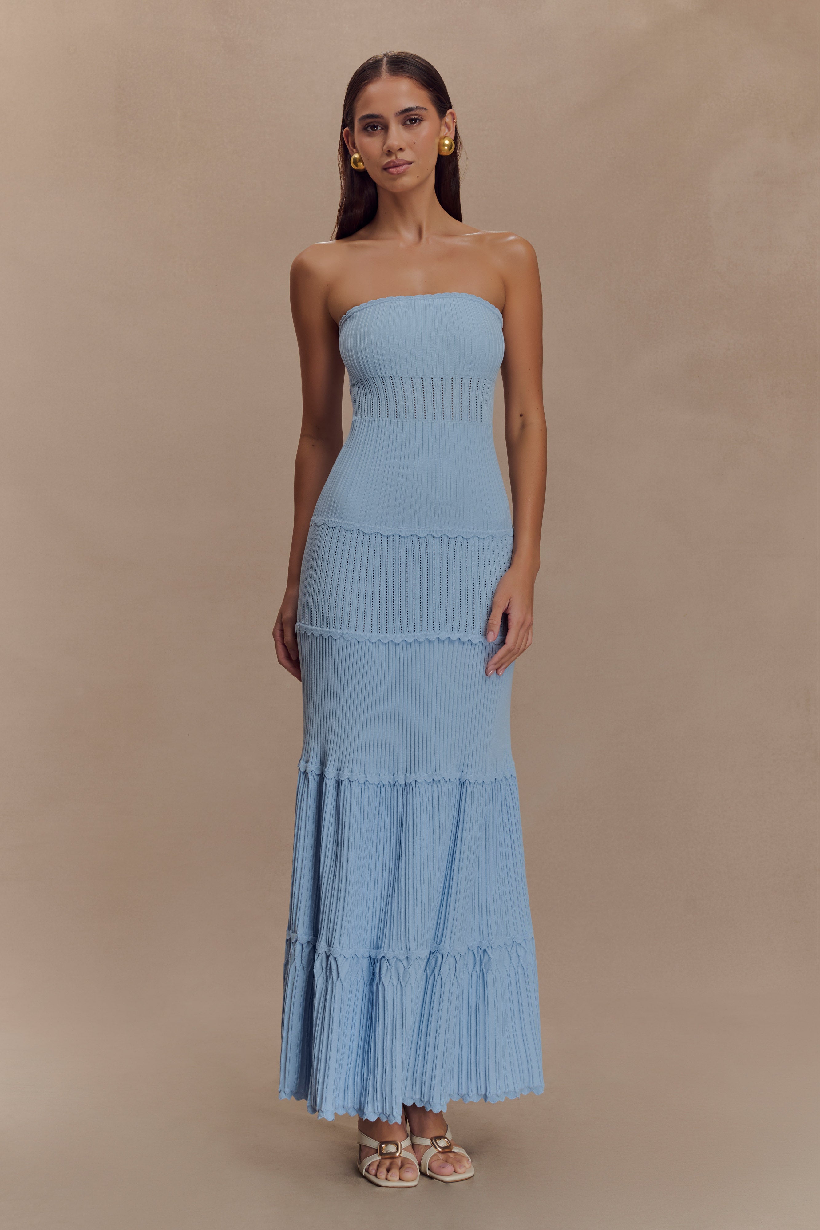 Finley Pointelle Knit Maxi Dress - Cornflower Blue、mySite、solidvoid