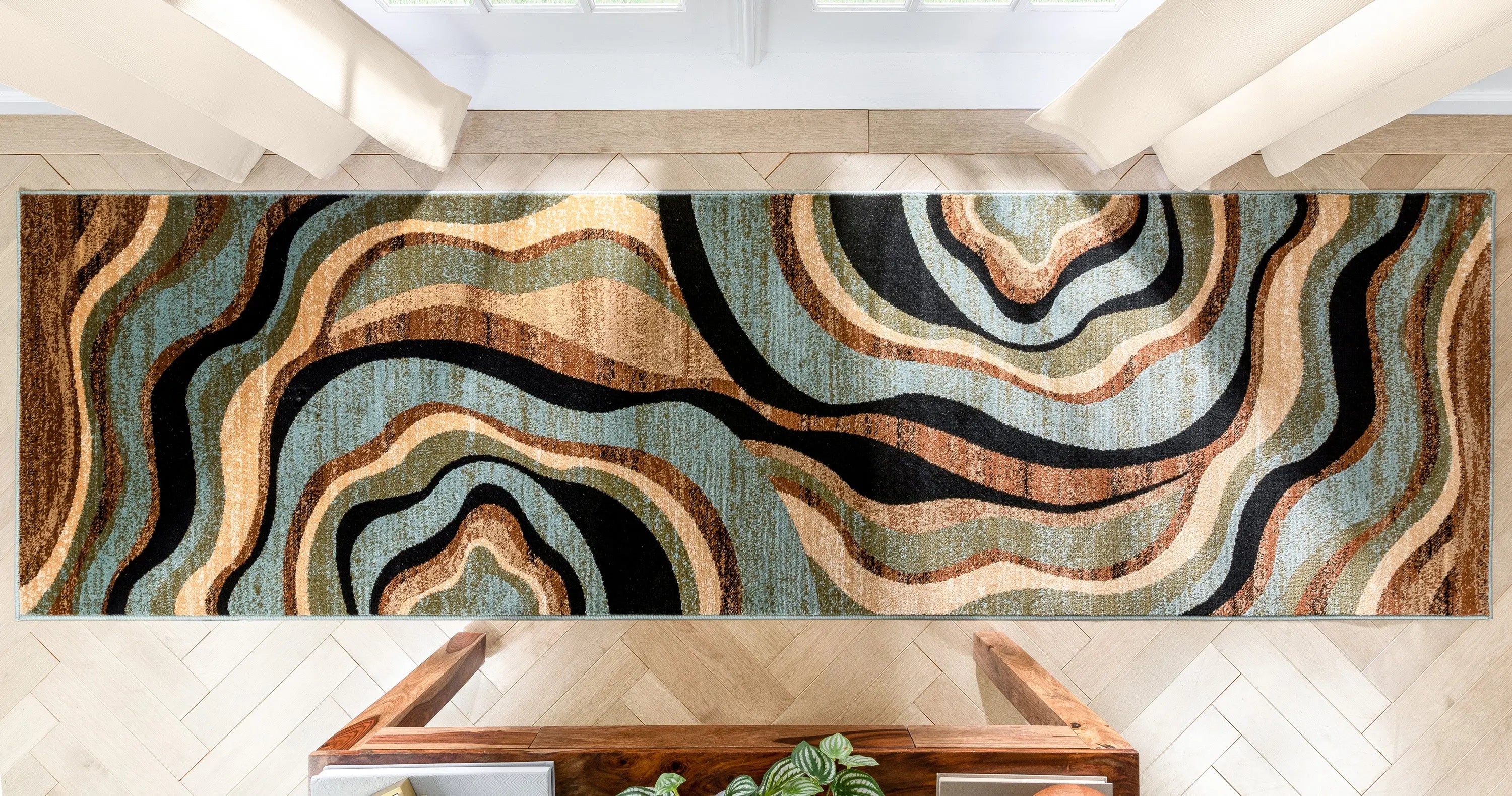 Nirvana Waves Multi Blue Modern Rug、mySite、gigharbornorthrealestate