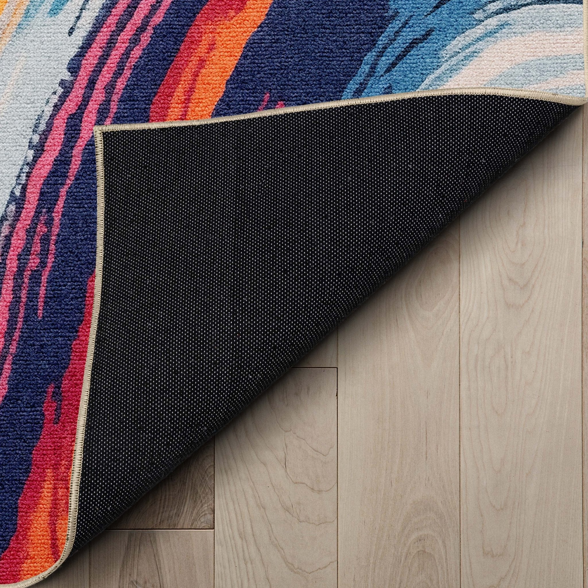 Apollo Strokes Colorful Waves Abstract Vibrant Stain-Resistant Rug - Easy to Clean、mySite、gigharbornorthrealestate