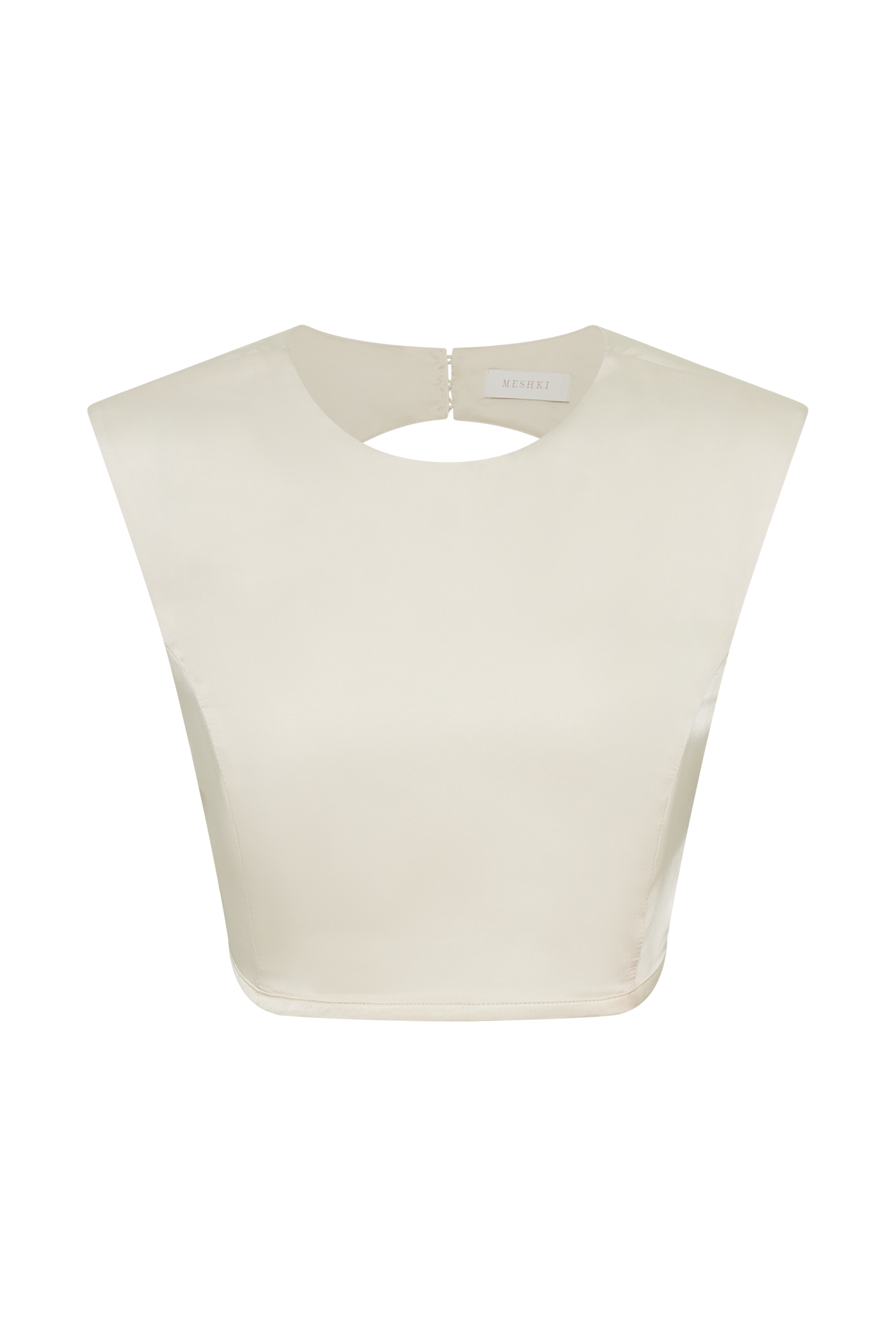 Viviana Satin Sleeveless Crop Top - Ivory、mySite、solidvoid