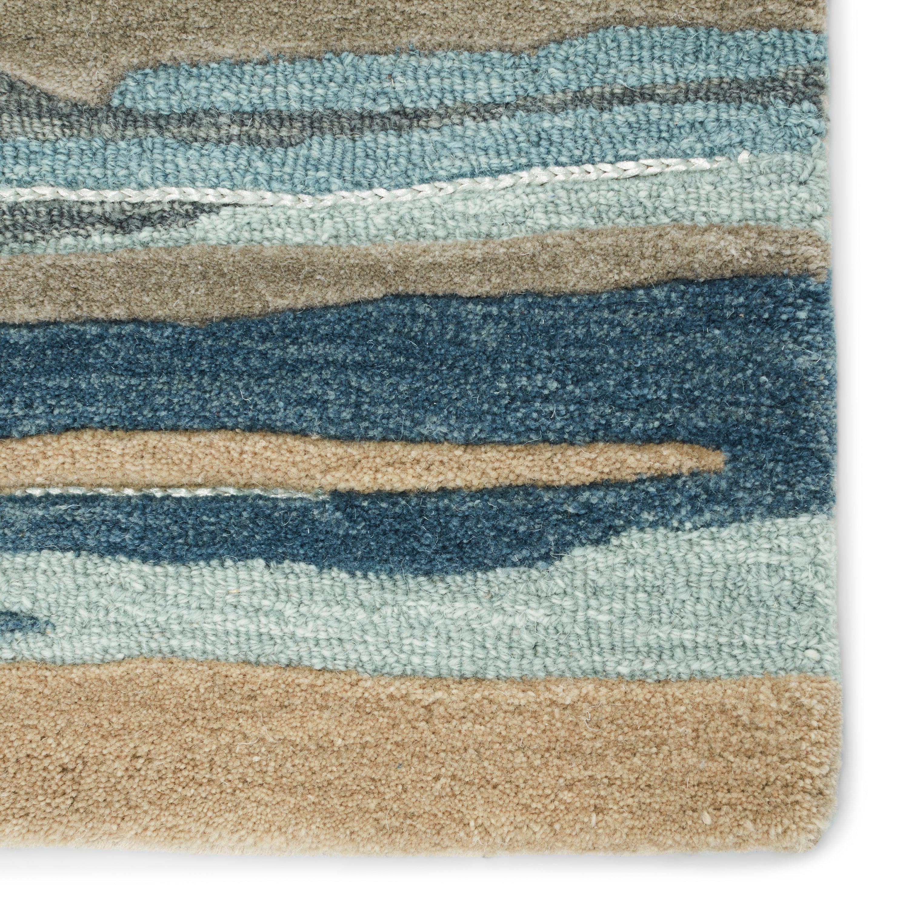 Rhine Handmade Striped Blue Beige Area Rug、mySite、gigharbornorthrealestate