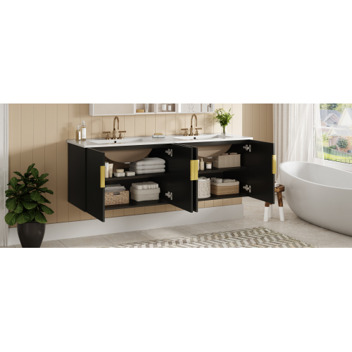 30" Vintage Bathroom Vanity with Ceramic Sink, with 3 Holes Single Ceramic Sink, Bathroom Storage Vanity Cabinet with 2 Soft Closing Doors、、xpatfood