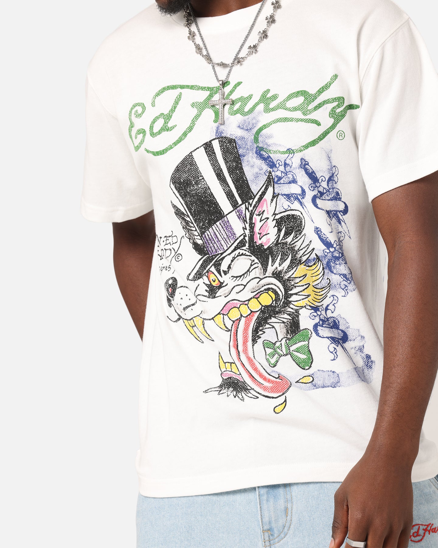 Ed Hardy Wolf Vintage T-Shirt Off White、mySite、zt4zffjzw