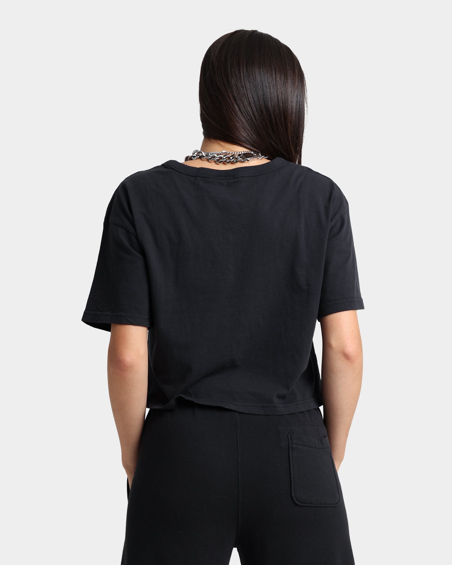 Champion Women's Vintage Dye Crop T-Shirt Black、mySite、zt4zffjzw