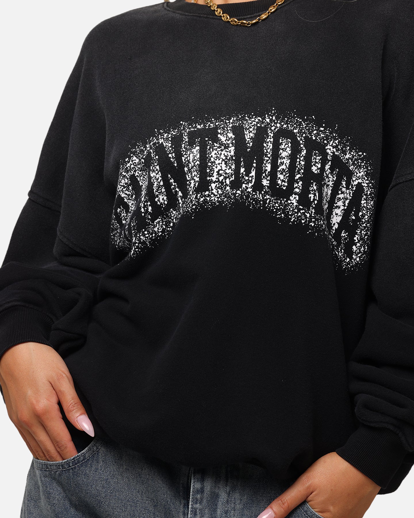 Saint Morta Spray Logo Crewneck Black、mySite、zt4zffjzw