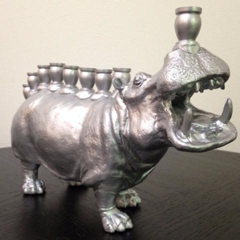 Menoppopotamus - Hippo Menorah in Silver、mySite、topwebapps