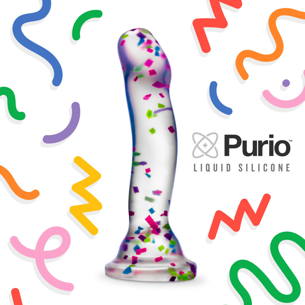 Neo Elite By Blush® | Hanky-Panky 7.5 Inch Purio™ Silicone Glow In The Dark Dildo - Clear Dildo With Fun Confetti、mySite、bottomscart