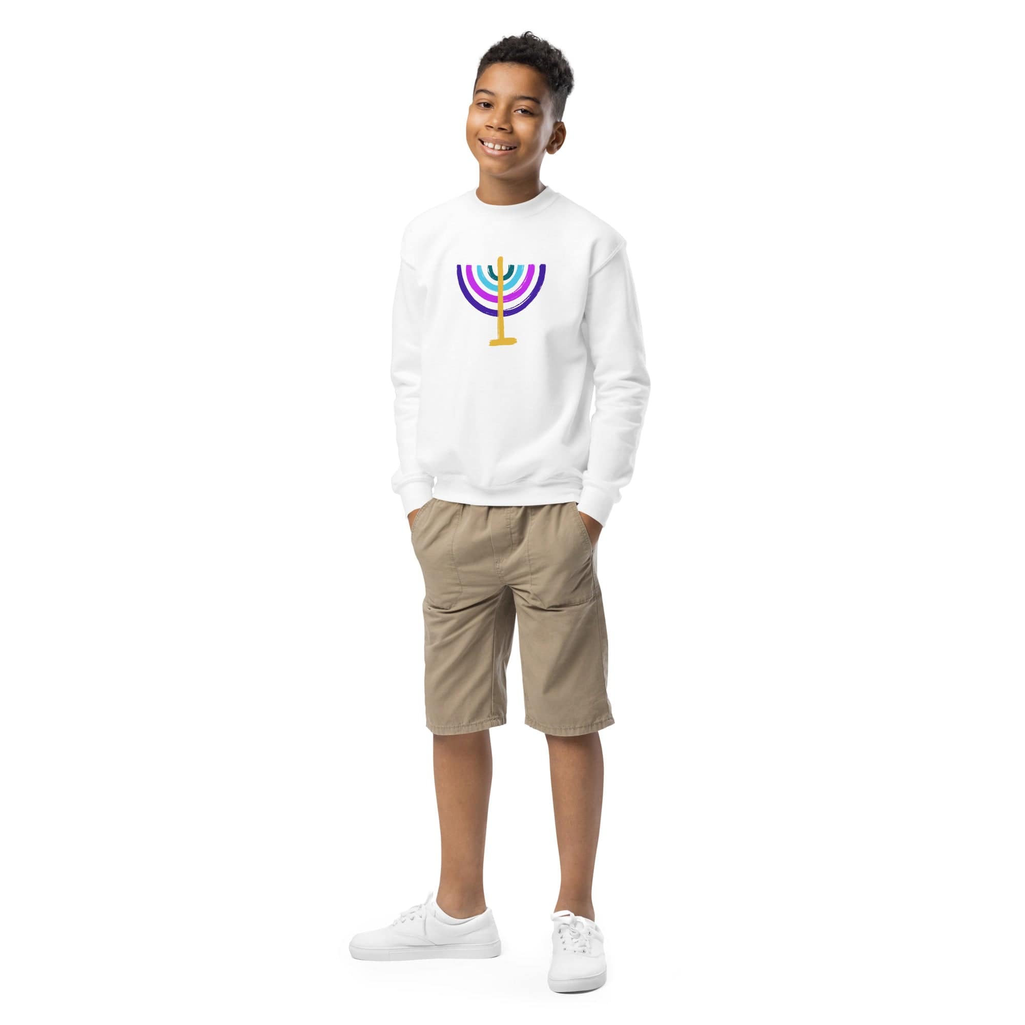 Colorful Menorah Kids Crewneck Sweatshirt、mySite、topwebapps