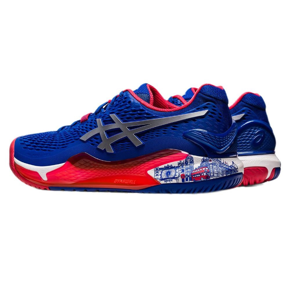 Asics Gel Resolution 9 London Wimbledon Edition Men's Tennis Shoe (Blue/Red)