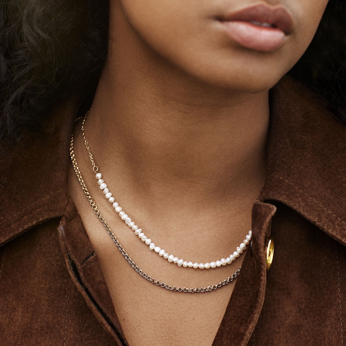 Essentielle Double Link Chain Necklace, Gold Colour、mySite、botmansion