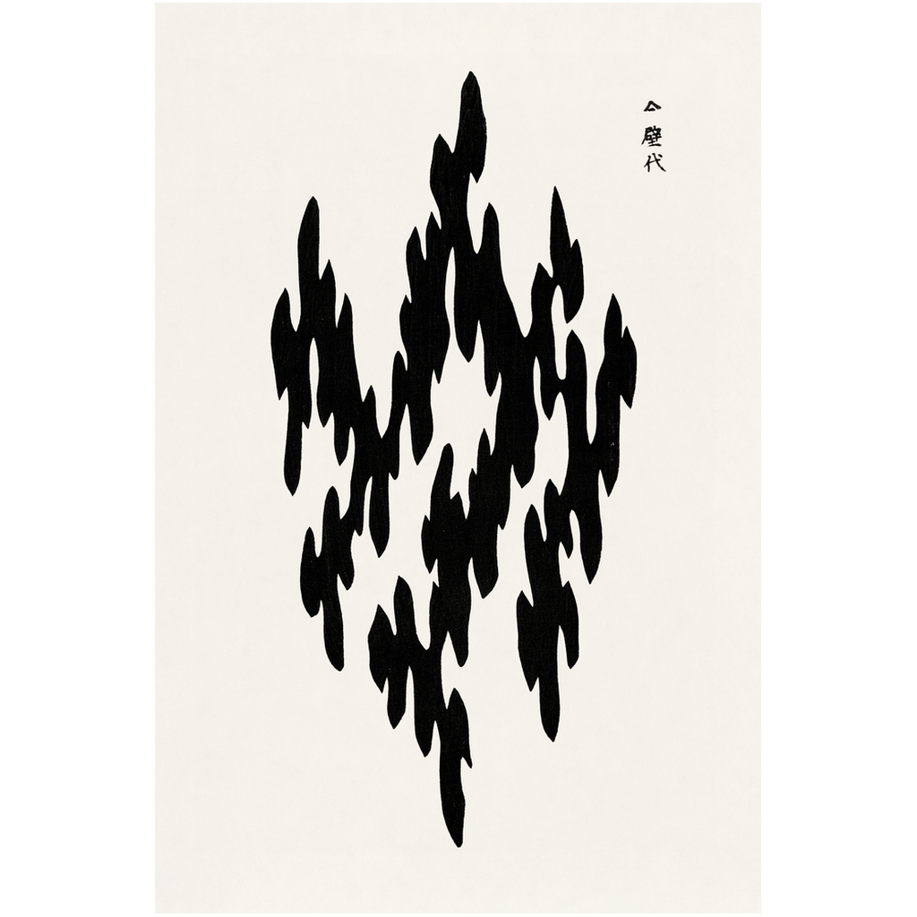 Vintage Wabi Sabi Japanese Woodblock Black Art Print、mySite、gigharbornorthrealestate