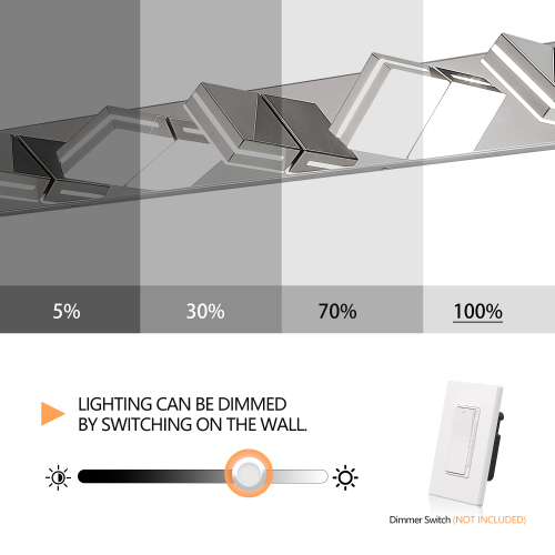 Modern Chrome LED Vanity Light, 5-Lights Wall Sconce for Bathroom and Mirror, Sleek Minimalist Design, Energy-Efficient, Easy to Install、、eastwooduniform