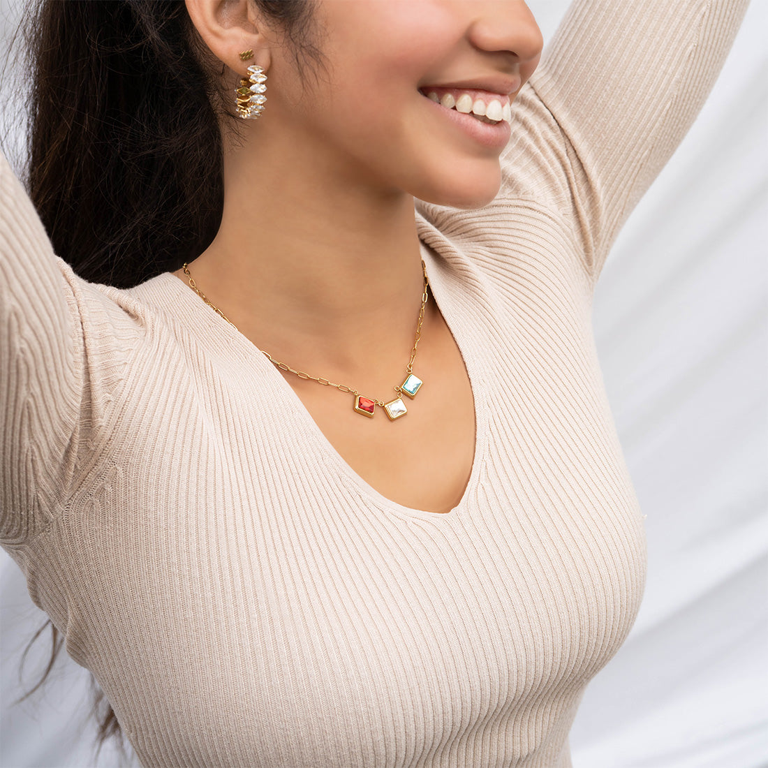 18K Gold PVD Emerald Birthstone Connector Charm 11mm / PDL0261、mySite、dreamappss