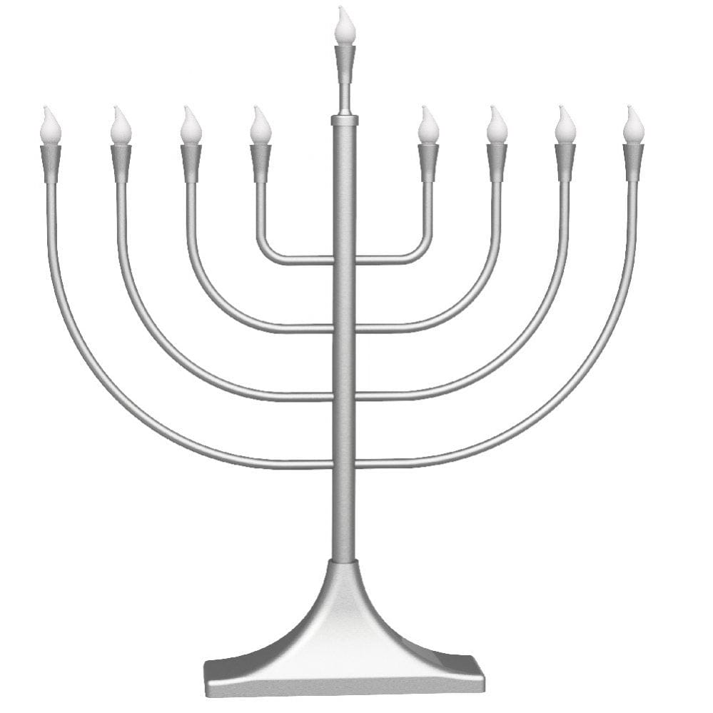 Large Traditional Shaped LED Electric Menorah - Silver、mySite、topwebapps