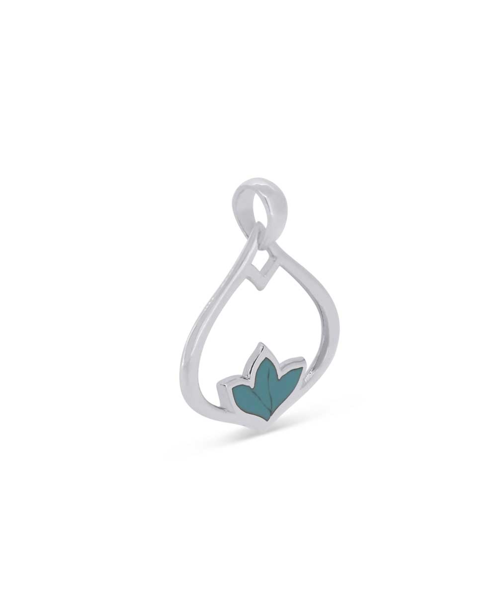 Sterling Silver Lotus Petal Teardrop Pendant with Reconstituted Turquoise、mySite、topwebapps
