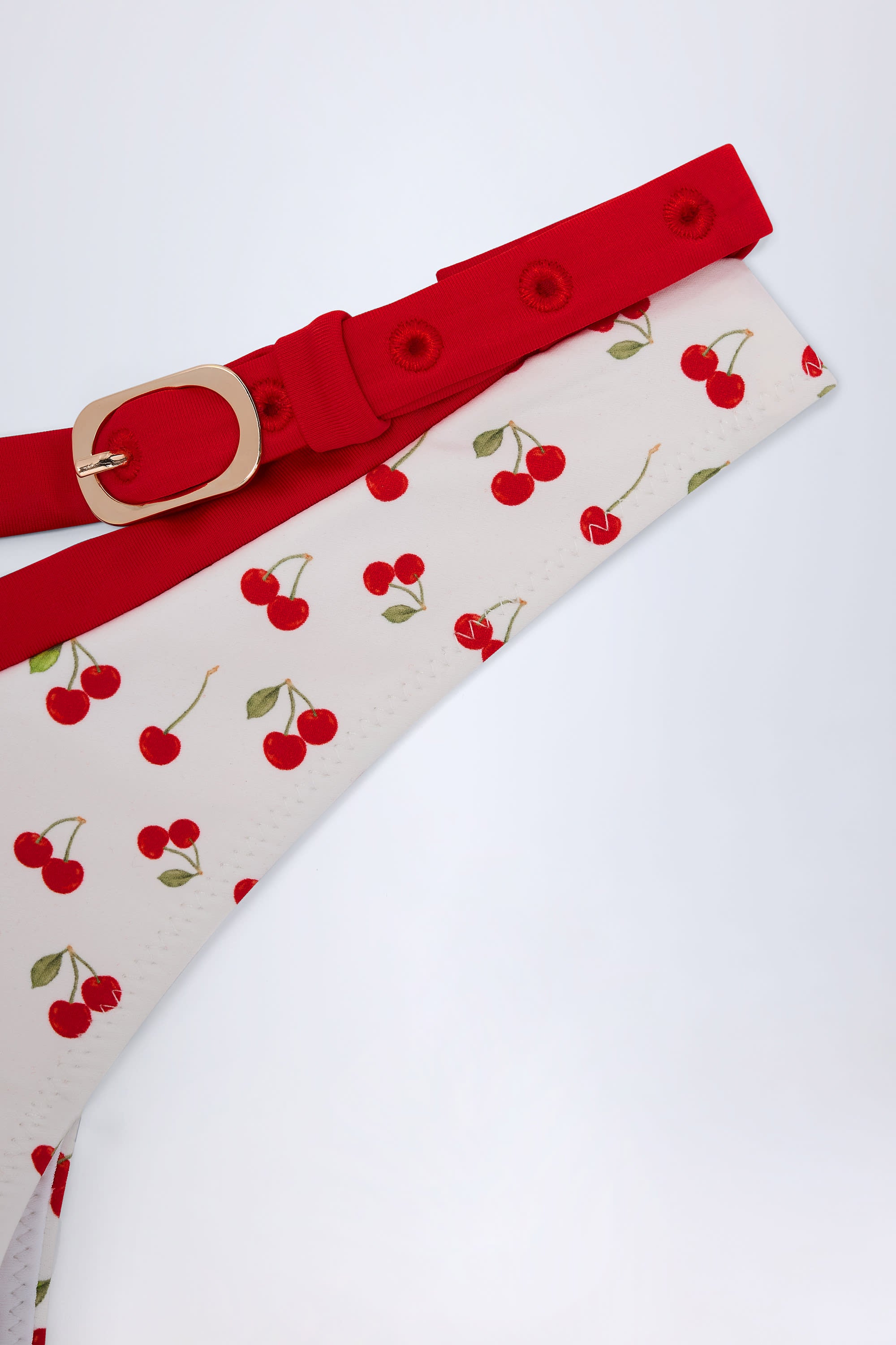  Contrast Belted Thong Bikini Bottoms in Cherry Print、mySite、sugarbowlscore