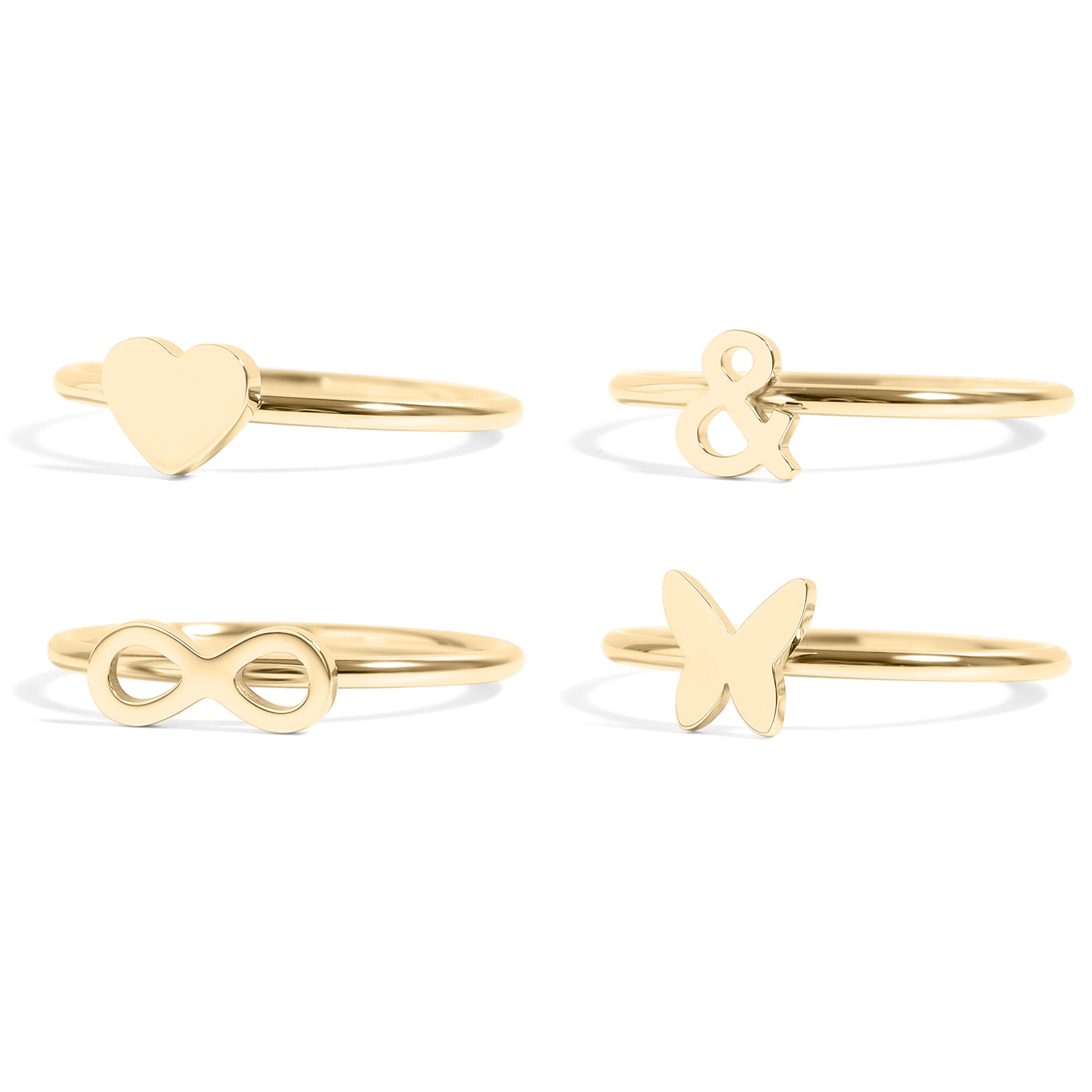 18K Gold PVD Stainless Steel Symbol Stacking Rings / ZRJ9023、mySite、dreamappss