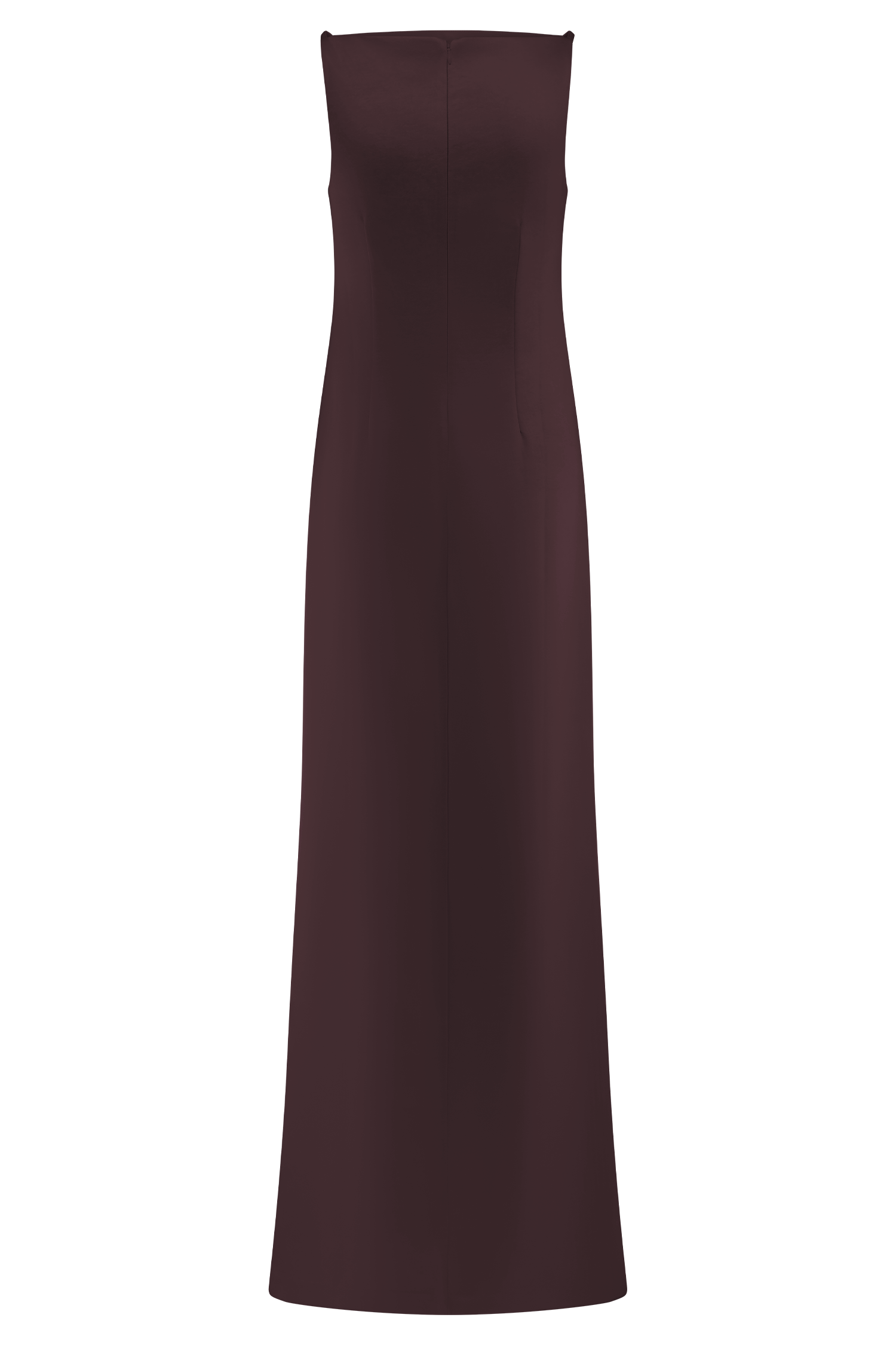 Violet Sleeveless Satin Maxi Dress - Dark Chocolate、mySite、solidvoid