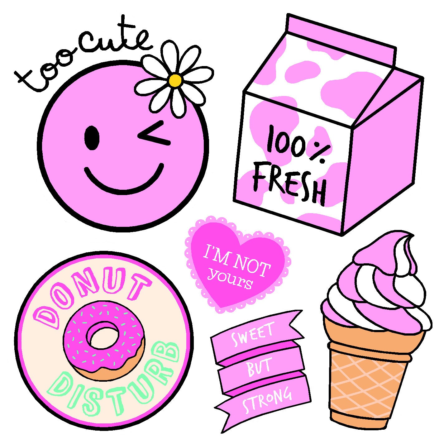  Cute Vinyl Sticker Decal Set、mySite、ghnorth