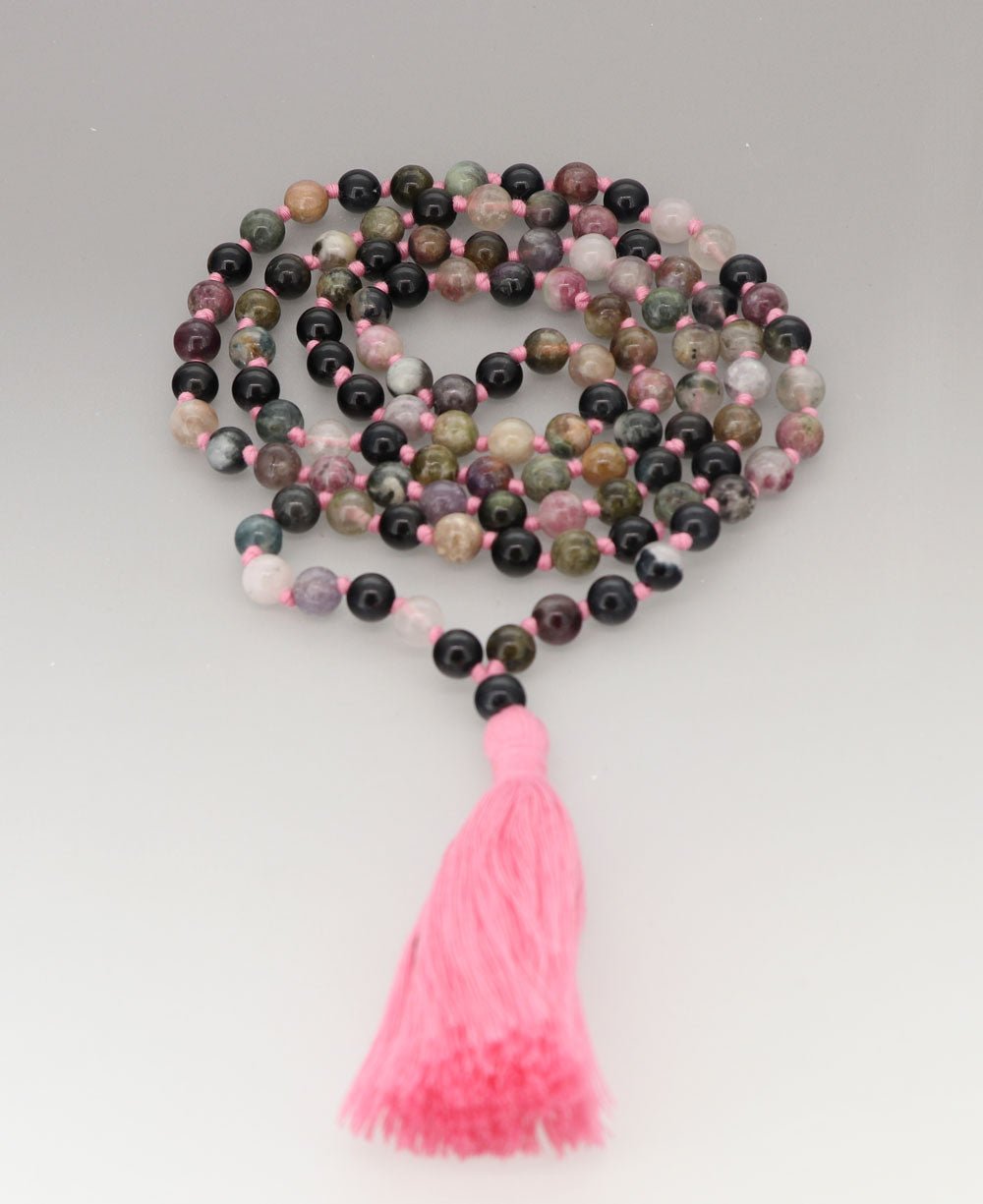 Tourmaline 108 Beads Meditation Mala, Knotted、mySite、topwebapps