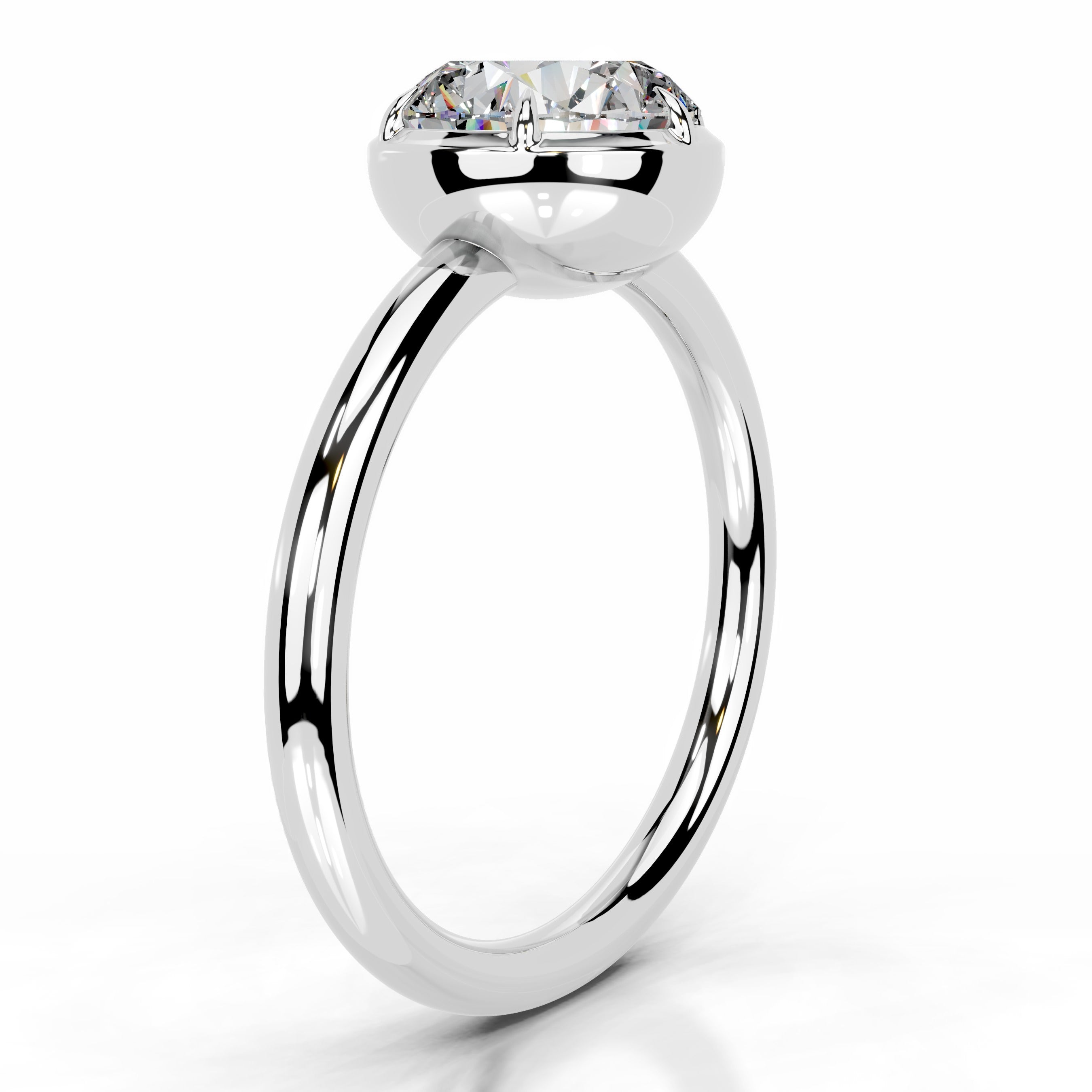 Narcisa Round Moissanite Ring - 14K White Gold、mySite、hinf8tx79
