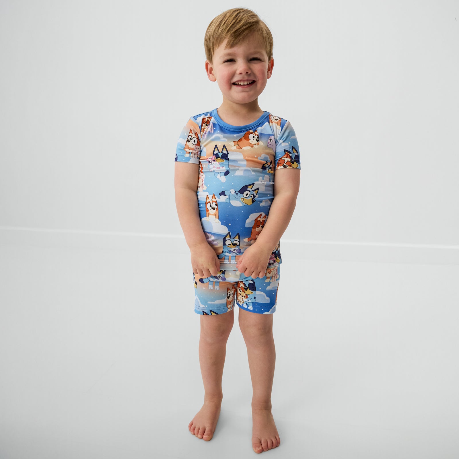 Bluey Blue Sleepytime Two-Piece Short Sleeve & Shorts Pajama Set、mySite、g9winljtr