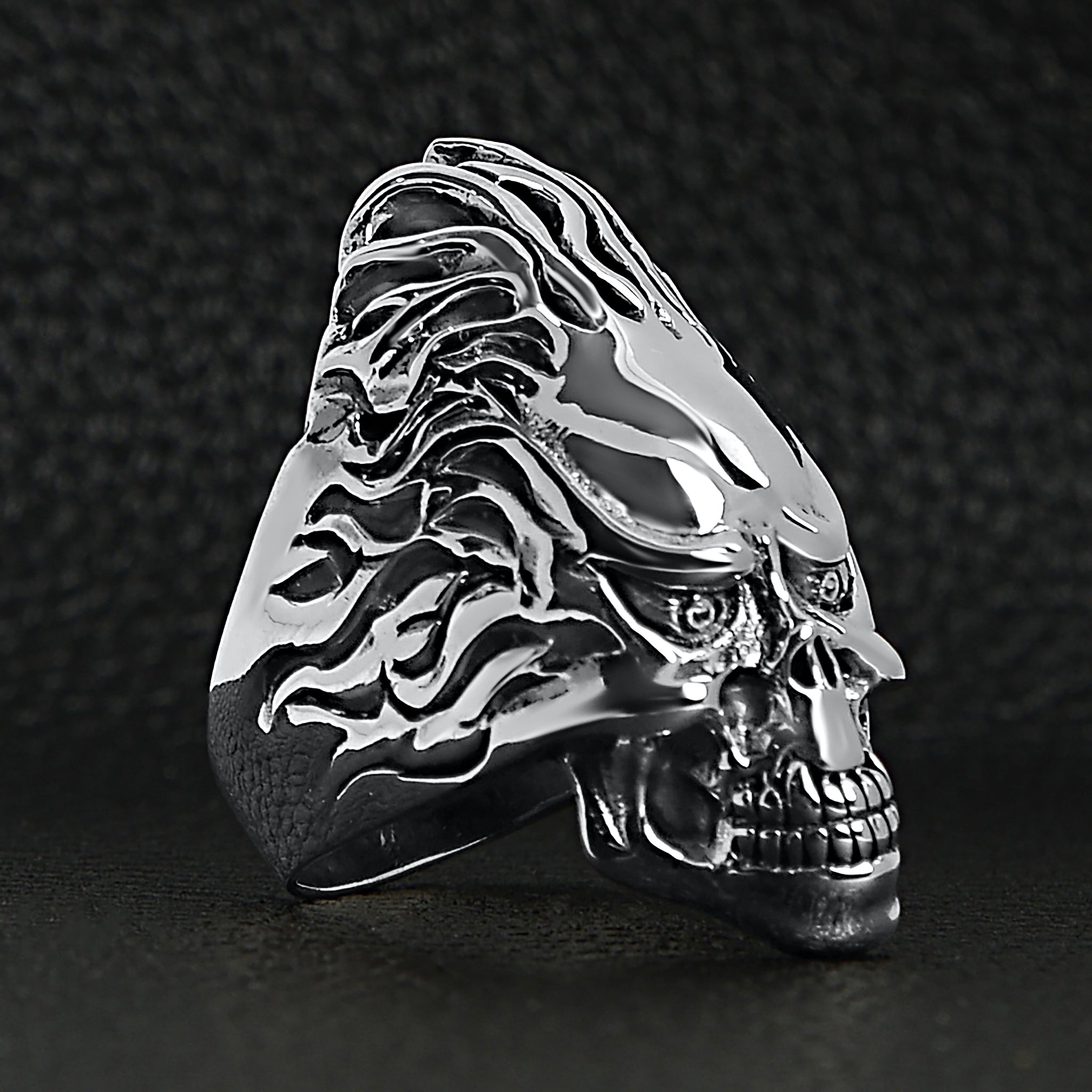 Sterling Silver Skull Flaming Hair Ring / SSR0025、mySite、dreamappss