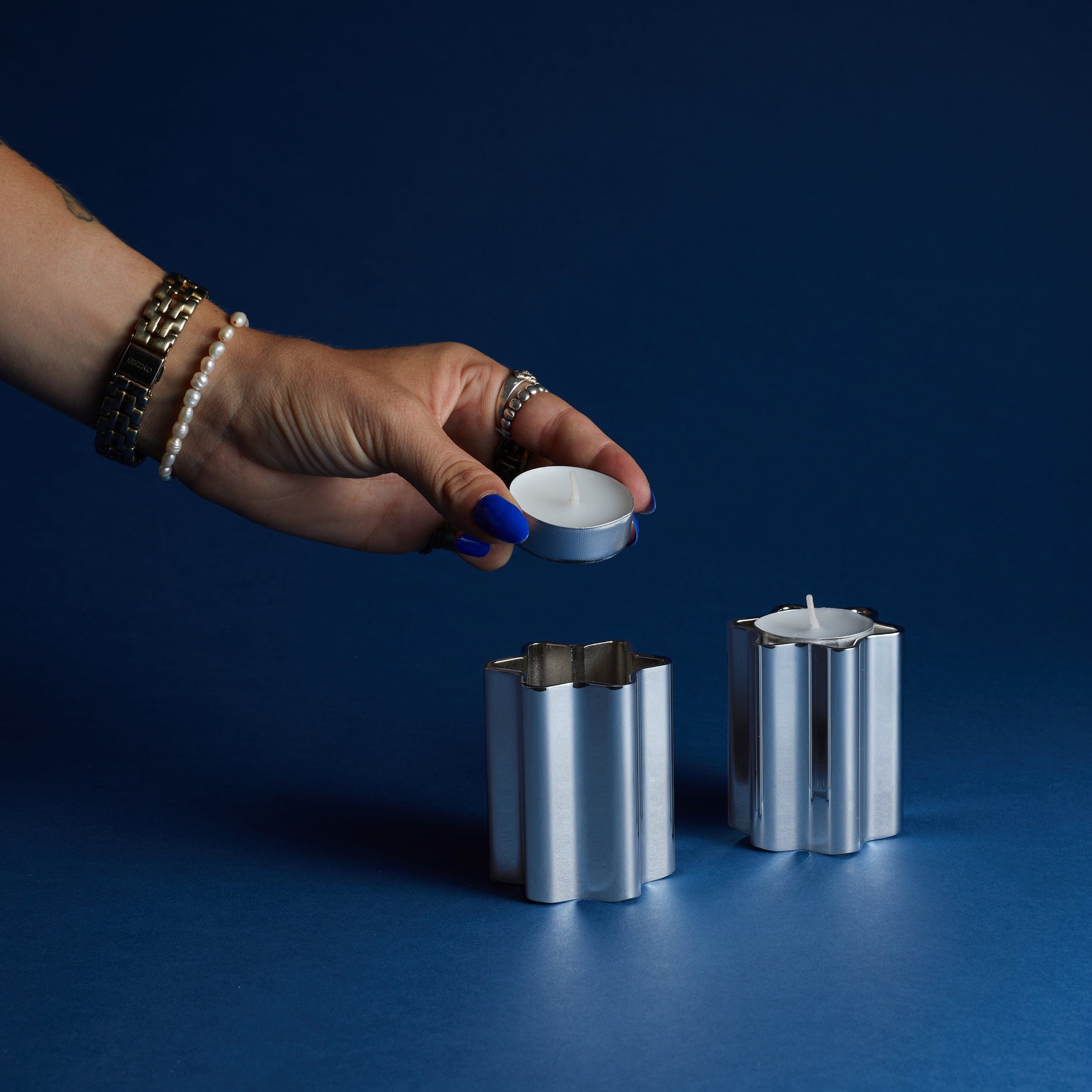 Modern Mensch Shabbat Candle Holders - Chrome、mySite、topwebapps