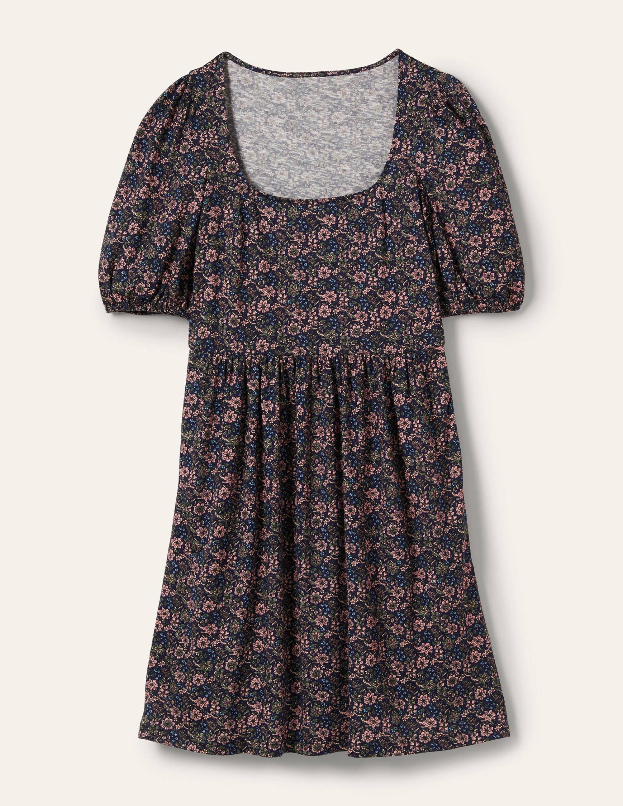  Square Neck Jersey Dress-French Navy, Floret Bloom、mySite、ashleygrahame