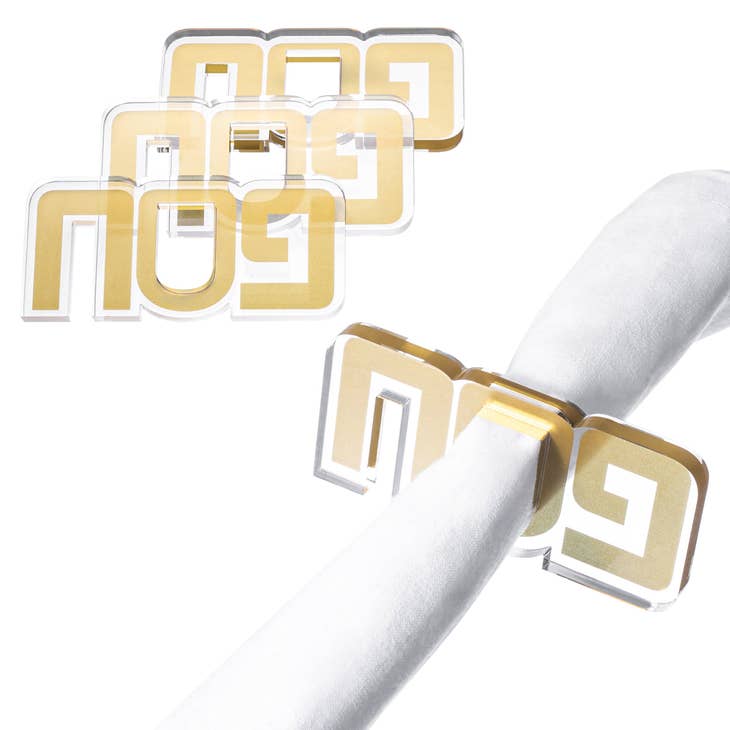 Set of Four Pesach Napkin Rings - (Black, Gold or Silver)、mySite、topwebapps