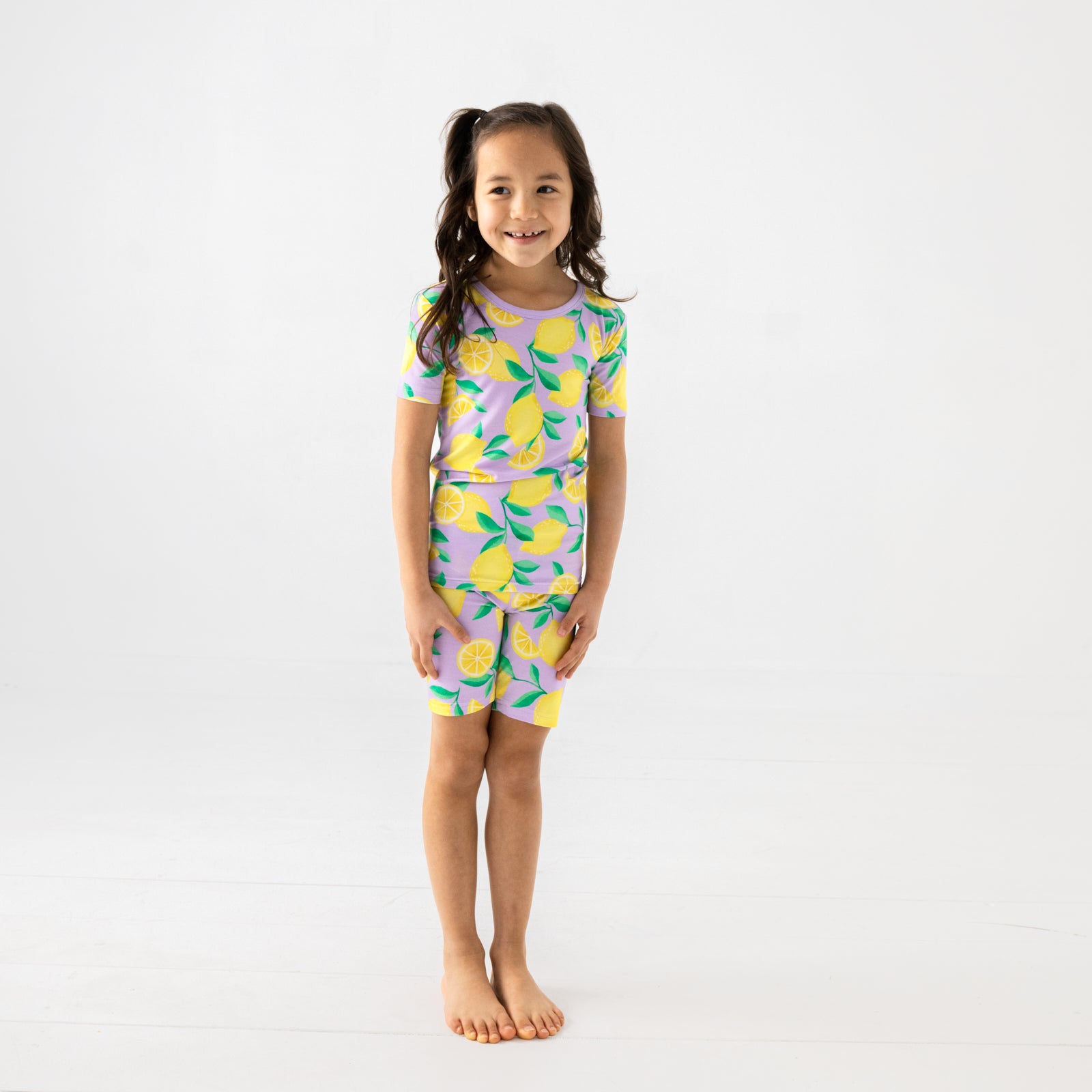  Lavender Sunny Citrus Two-Piece Short Sleeve & Shorts Pajama Set、mySite、layawaytickets