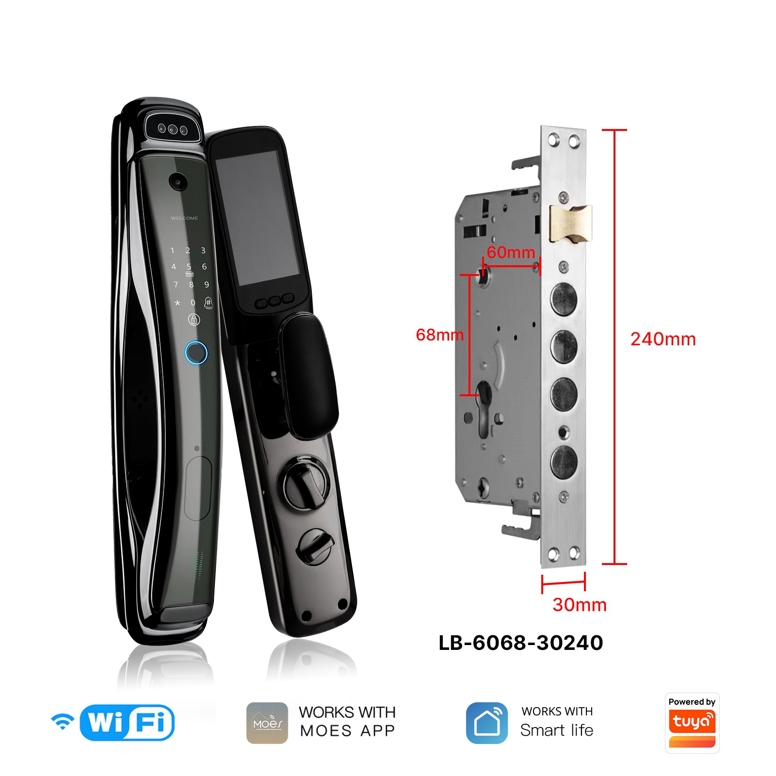 WiFi Smart Security Door Lock 3D Face Recognition Fingerprint Wake Infrared Night Vision、mySite、fannypackpong