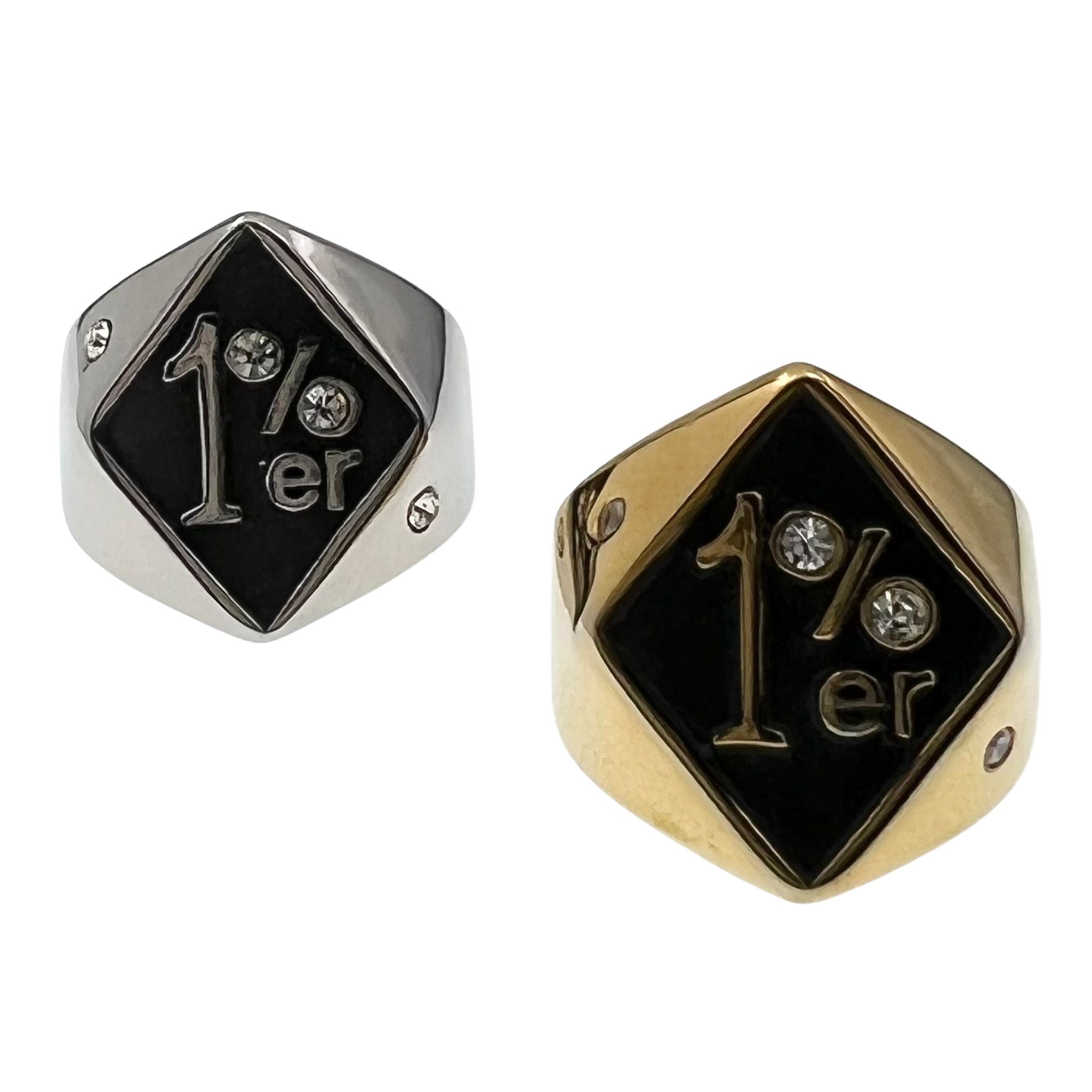 Stainless Steel 1%er with CZ Accents Signet Ring / SCR3044、mySite、dreamappss