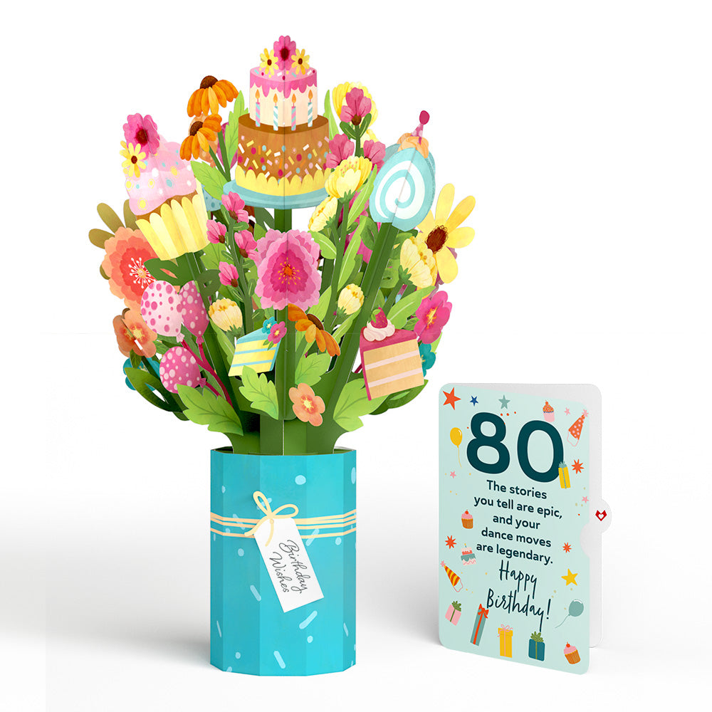 Sweet 80th Birthday Wishes Bouquet and Sentiment Set、mySite、solidvoid