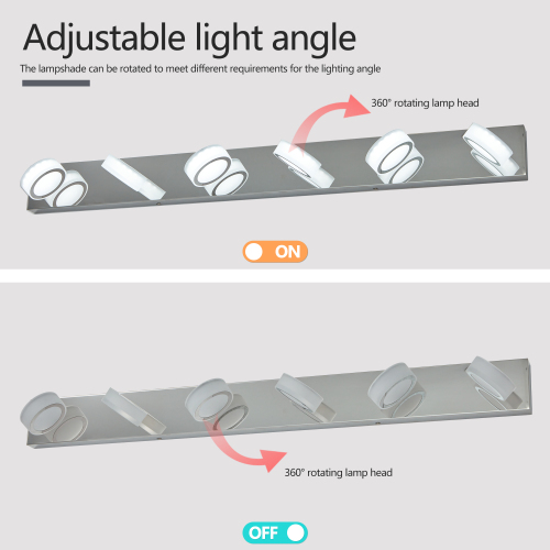 (Same as W1340110595/L2010) 45" Modern 6-Light LED Vanity Light, Sleek Black Bathroom Wall Light Fixture for Mirror, Shower, and Bathroom Decor、、eastwooduniform