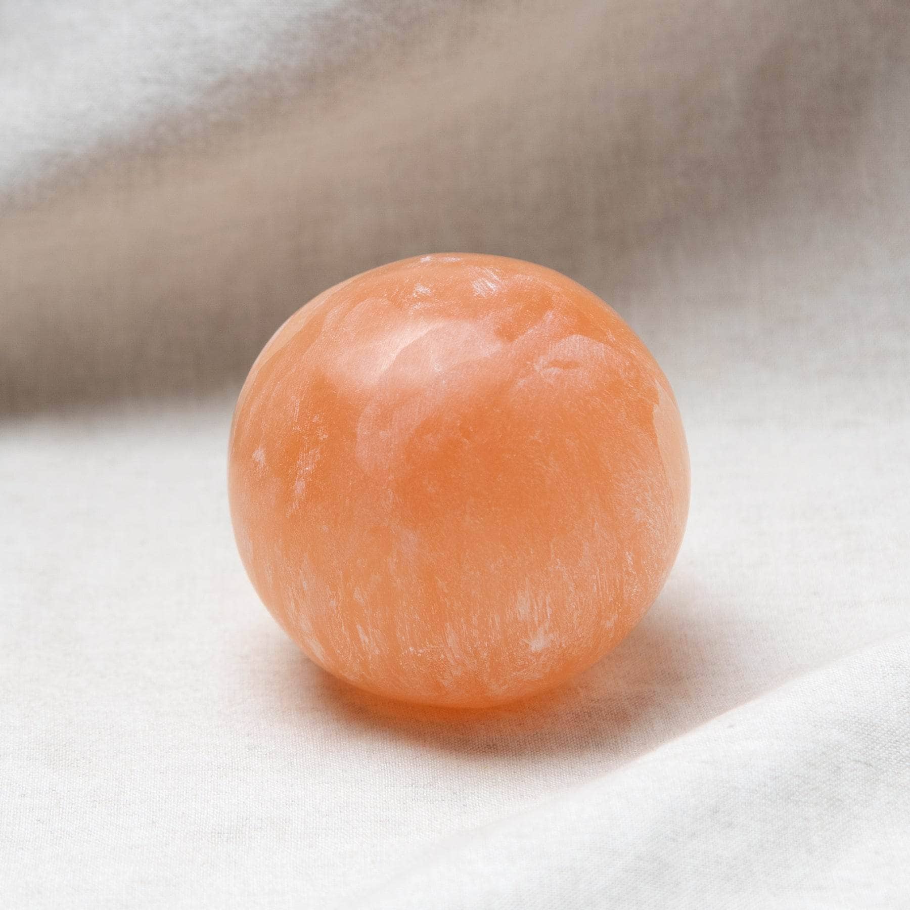 Peach Selenite Sphere with Tripod、mySite、hinf8tx79