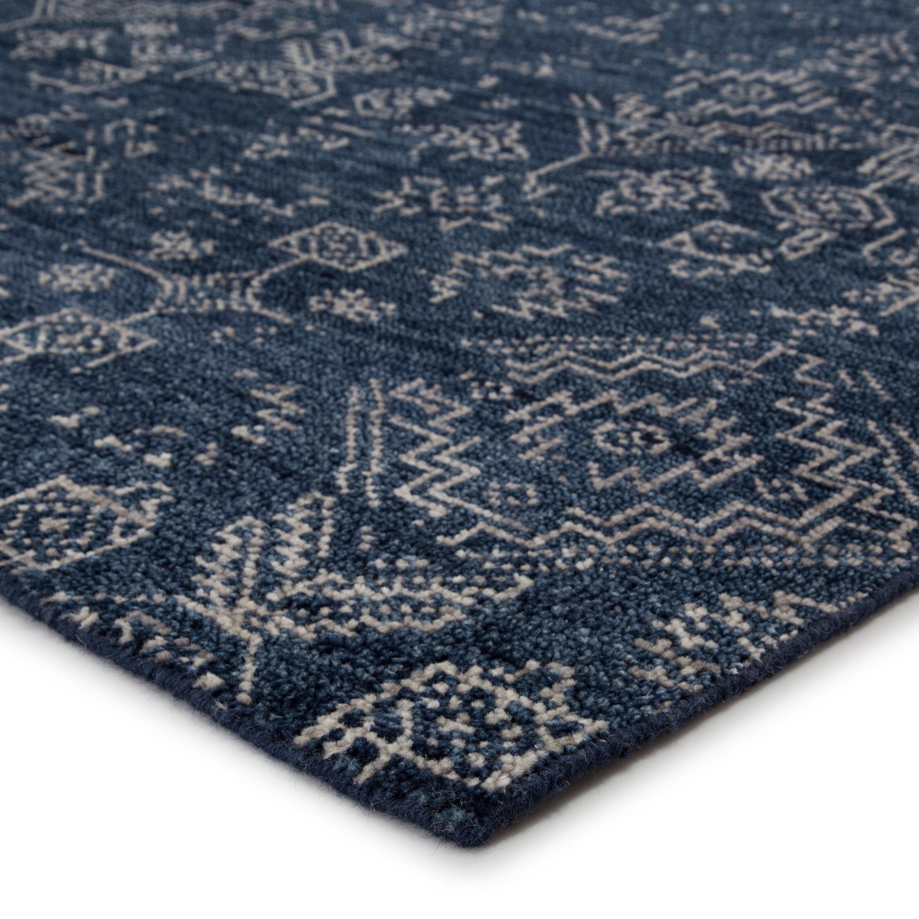 Azuma Hand-Knotted Tribal Dark Blue Light Gray Area Rug、mySite、gigharbornorthrealestate