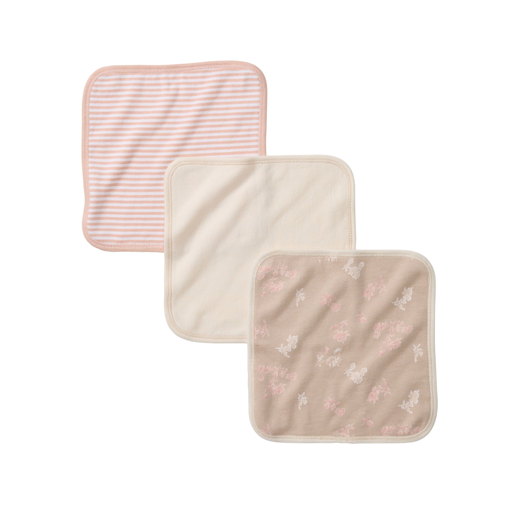 Whimsical Floral Organic Cotton Knit Terry Washcloths 3 Pack、mySite、g9winljtr