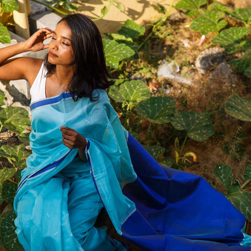 Festive Wear | Handloom Chanderi Silk Saree | Blue、mySite、camillekostekn