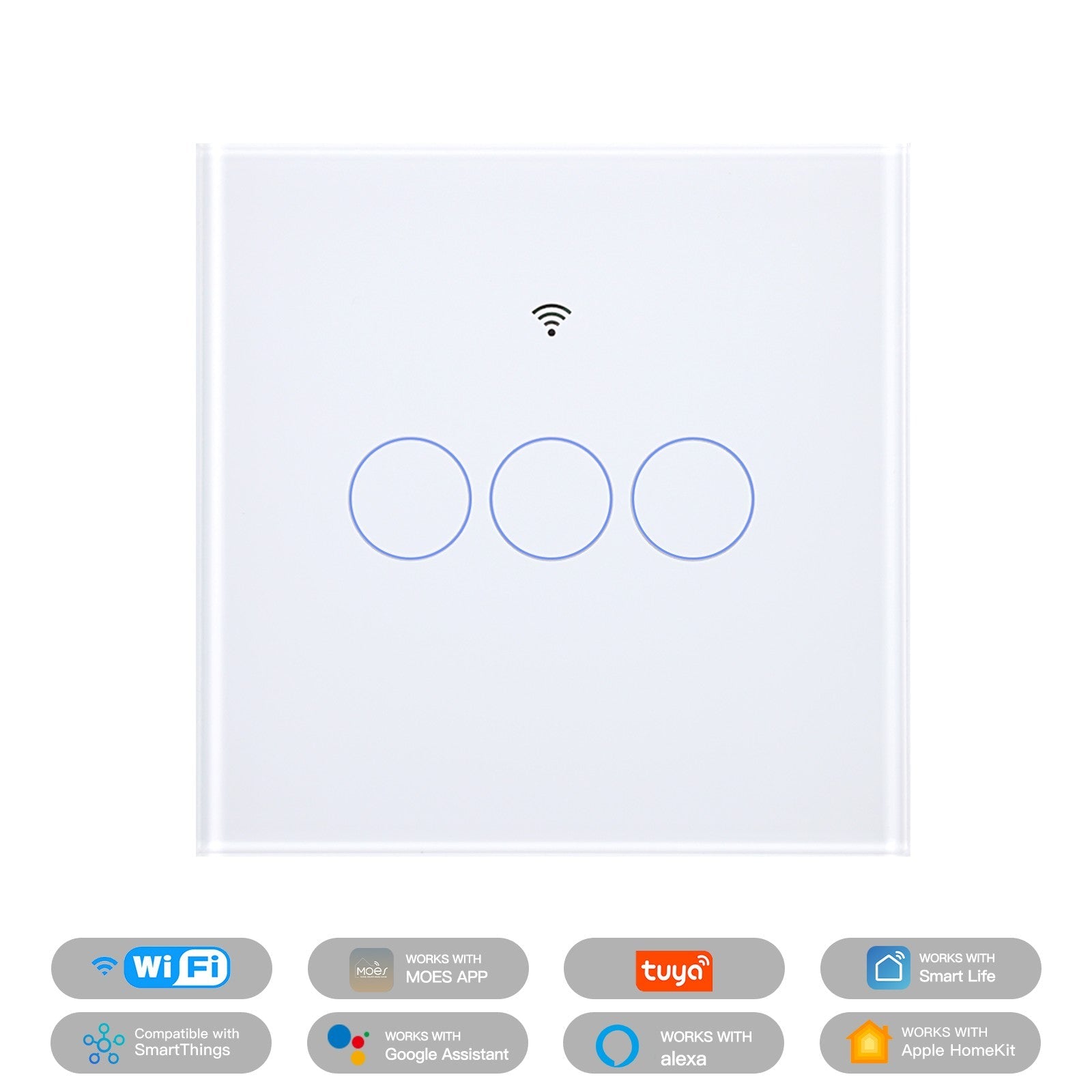 Matter WiFi Smart Light Switch Glass Panel Neutral Wire Required EU Standard、mySite、fannypackpong