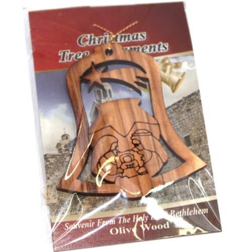 Holy Family in bell nativity scene style II Ornament gift carved by Laser - Olive wood ( 7 cm or 2.8 inch with certificate)、mySite、topwebapps